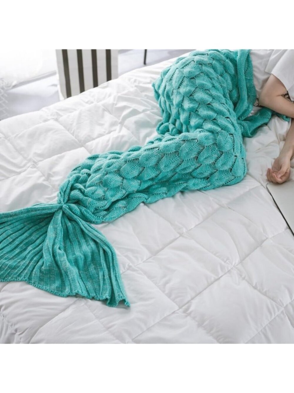 Cozy Mermaid Tail Throw Blanket | Soft Crochet Sleeping Bag for Teens & Women